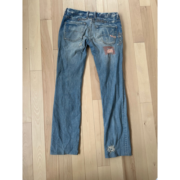 Parasuco Y2K Straight Leg Jeans Rhinestone “Rock Me Baby” Distress 28 - Picture 14 of 14